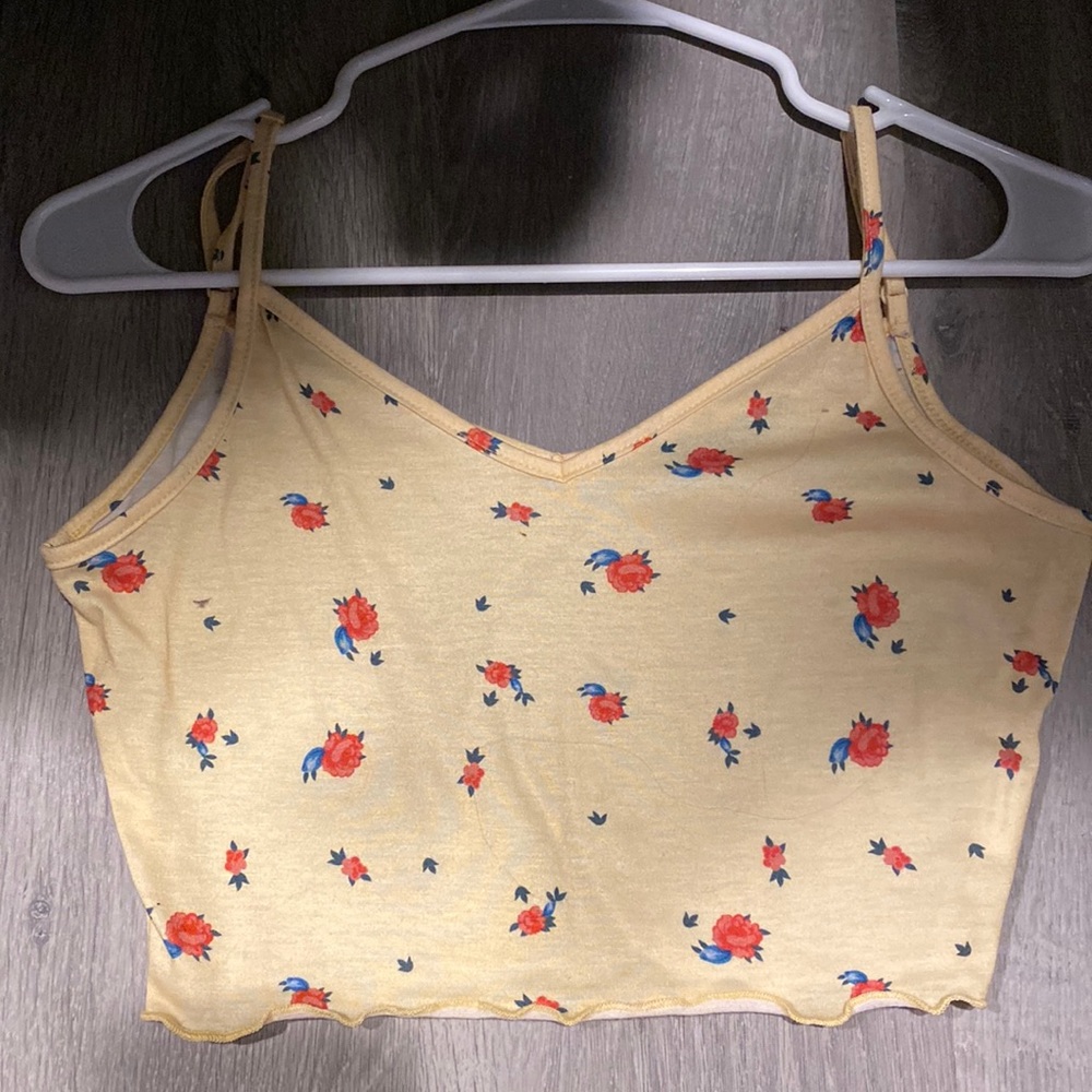 yellow flower crop top from shein size small